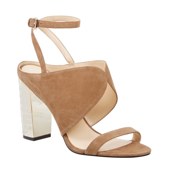 Leatherette Block Mirror Heel Ankle Strap Sandal - Picture 3 of 5